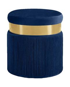 Yasmine Navy Blue Velvet Ottoman Stool by Meridian Furniture