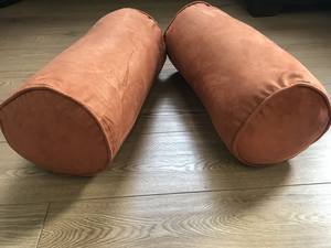 Suede Orange Bolster Pillows 9x20 (Set of 2) by Prestige