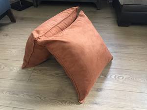 Suede Orange Throw Pillows 20x20 w/Piping (Set of 2) by Prestige
