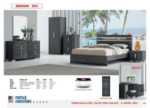 B 631 High Gloss Gray Walnut Bed by Pantek Furniture