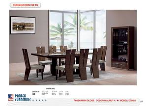 DT 60 High Gloss Walnut Rectangular Extendable 78 Inch - 98 Inch Dining Table by Pantek Furniture