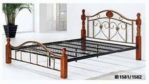 IB 1582 Iron Bed w/Wooden Colums by Pantek Furniture
