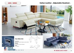 SF 613+ Italian Leather L Shape Sofa w/Adjustable Headrest + Wireless Charger by Pantek Furniture