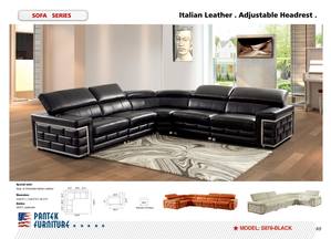 SF 878 Italian Leather Sectional Sofa w/Adjustable Headrest by Pantek Furniture