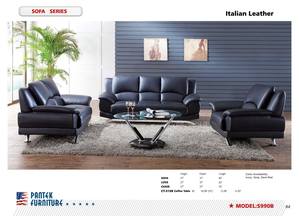 SF 990 Italian Black Leather Sofa, Loveseat & Chair Set by Pantek Furniture