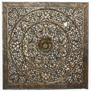 Lotus Teak Square Black Wall Panel 48 Inch by Strata