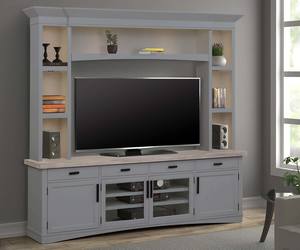 Americana Modern Dove 92 Inch TV Console w/Hutch & Led Lights by Parker House Furniture