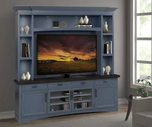 Americana Modern Denim 92 Inch TV Console w/Hutch, Backpanel & Led Lights by Parker House Furniture