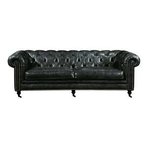 Birmingham Sofa Onyx Black Leather by Moe's Home Collection