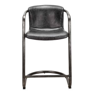 Freeman Counter Stool Onyx Black Leather (Set of 2) by Moe's Home Collection