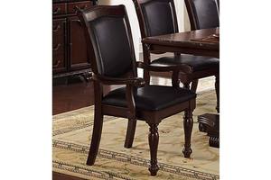 F1730 Cherry Faux Leather Arm Chair (Set of 2) by Poundex