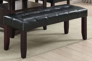 F1751 Black Faux Leather & Birch Dining Bench by Poundex
