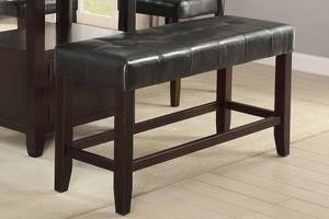 F1755 Black Faux Leather High Bench by Poundex