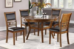F1813 Walnut Fabric Upholstery Dining Chair (Set of 2) by Poundex