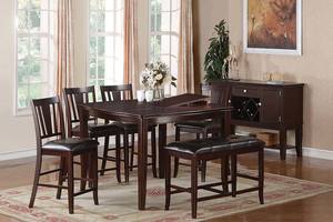 F2329 Dark Brown Counter Table w/Butterfly Leaf by Poundex