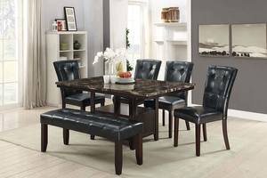 F2460 Faux Marble Top Dining Table w/Storage by Poundex
