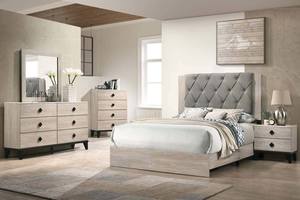 F5456 Cream Marble Top Nightstand by Poundex