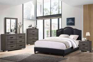 F5492 Dark Grey Wood Mirror by Poundex