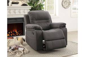 F6700 Slate Blue Breathable Leatherette Rocker Recliner by Poundex