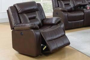 F86294 Dark Brown Gel Leatherette Power Recliner by Poundex