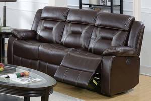 F86296 Dark Brown Gel Leatherette Power Sofa by Poundex