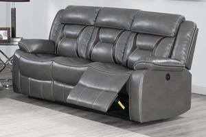 F86299 Grey Gel Leatherette Power Sofa by Poundex