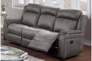F8746 Slate Blue Breathable Leatherette Manual Motion Sofa by Poundex
