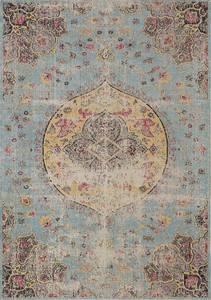Sara Blue Yellow Jewel Centre Rug by Kalora