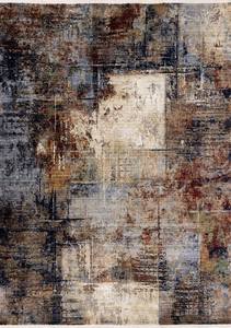 Serene Red Blue Beige Layered Distressed Rug by Kalora