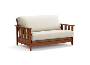 Futon Frame - Queen Loveseat Size - Canby Warm Cherry Wall Hugger by Strata Furniture
