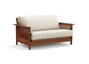 Futon Frame - Queen Loveseat Size - Denali Warm Cherry Wall Hugger by Strata Furniture