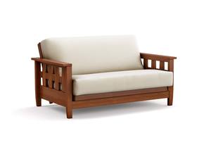 Futon Frame - Loveseat Size - Lambton Warm Cherry Wall Hugger by Strata Furniture