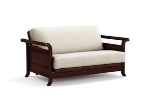 Futon Frame - Queen Loveseat Size - Lexington Dark Cherry Wall Hugger by Strata Furniture