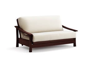 Futon Frame - Queen Loveseat Size - Pagoda Black Walnut Wall Hugger by Strata Furniture