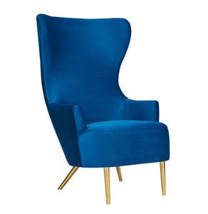Julia Navy Blue Wingback Chair by TOV Furniture