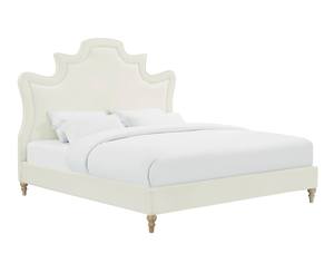 Serenity Cream Velvet King Bed by TOV Furniture