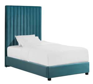 Arabelle Sea Blue Velvet Twin Bed by TOV Furniture