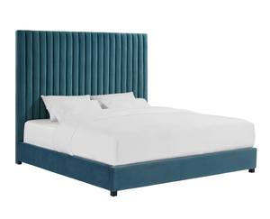 Arabelle Sea Blue Velvet Queen Bed by TOV Furniture