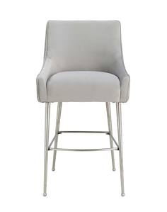 Beatrix Pleated Gray Velvet Bar Stool by TOV Furniture