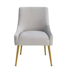 Beatrix Pleated Light Gray Velvet Side Chair by TOV Furniture