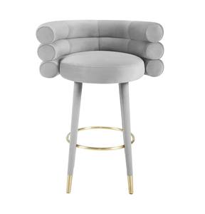 Betty Gray Velvet Barstool by TOV Furniture