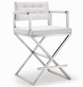 Director White Stainless Steel Counter Stool by TOV Furniture