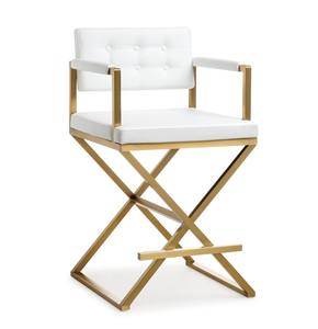 Director White & Gold Steel Counter Stool by TOV Furniture