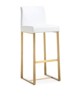 Denmark White & Gold Steel Barstool - Set of 2 by TOV Furniture