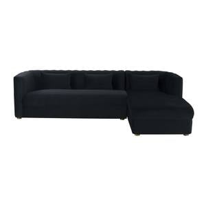 Callie RAF Chaise Black Velvet Sectional by TOV Furniture