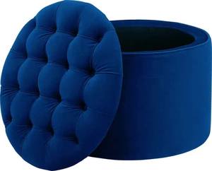 Queen Navy Blue Velvet Storage Ottoman by TOV Furniture