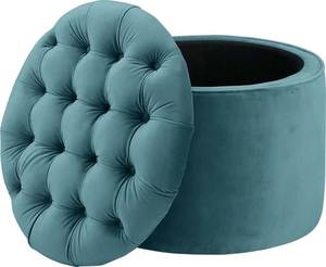 Queen Sea Blue Velvet Storage Ottoman by TOV Furniture