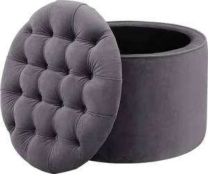Queen Gray Velvet Storage Ottoman by TOV Furniture