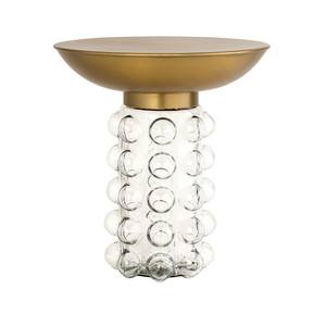Bubble Glass & Brass Side Table by TOV Furniture