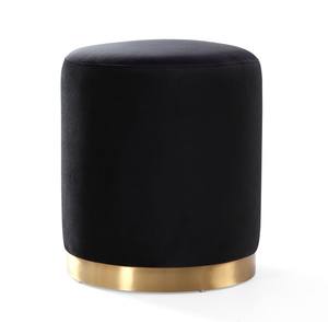 Opal Black Velvet Ottoman w/Gold Base by TOV Furniture